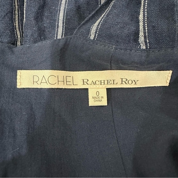 Rachel Roy Kate Linen Striped Shoulder Tie Jumpsuit - Picture 7 of 9